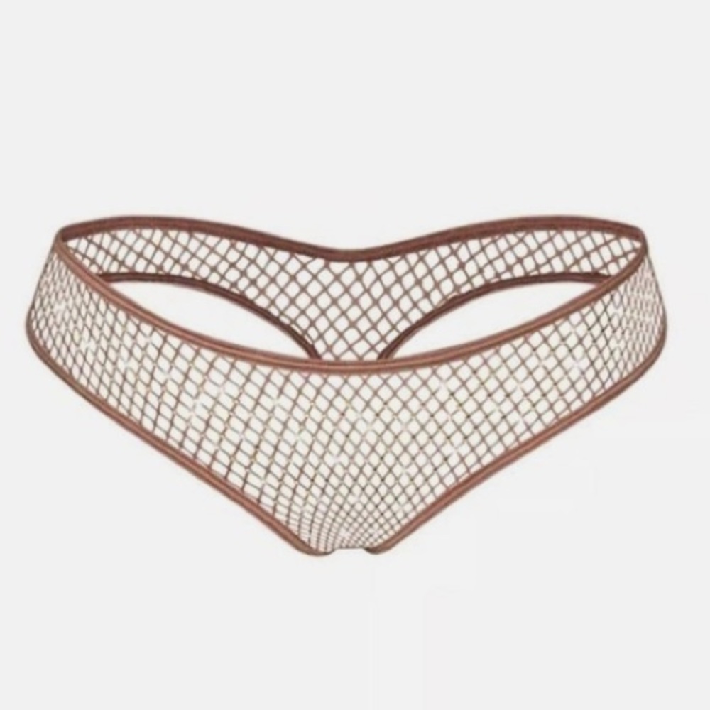 SKIMS Brown Mesh Panties